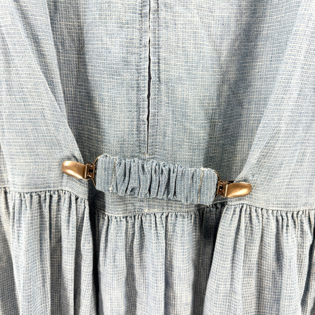 Vintage 90s Double D Ranch Indigo 100% Cotton Studded Maxi Dress