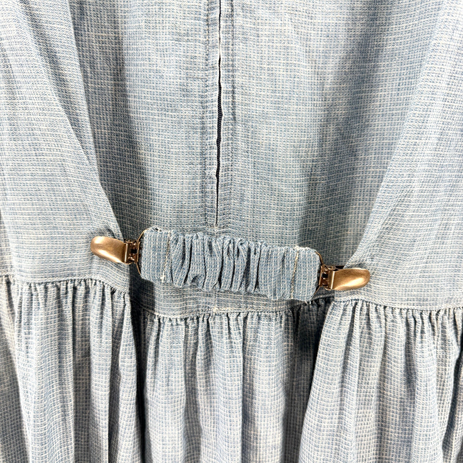 Vintage 90s Double D Ranch Indigo 100% Cotton Studded Maxi Dress