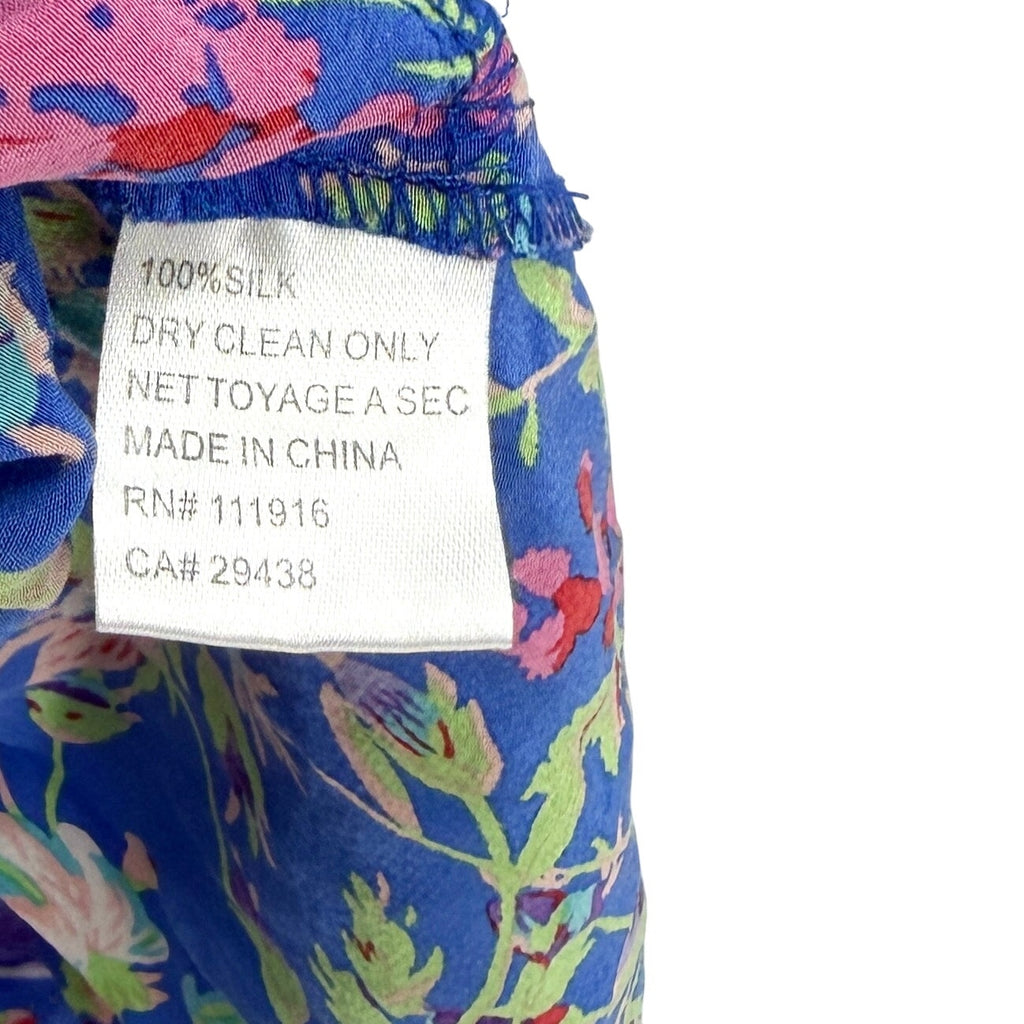 Yumi Kim Blue 100% Silk Floral Print Long Sleeve Wrap Romper