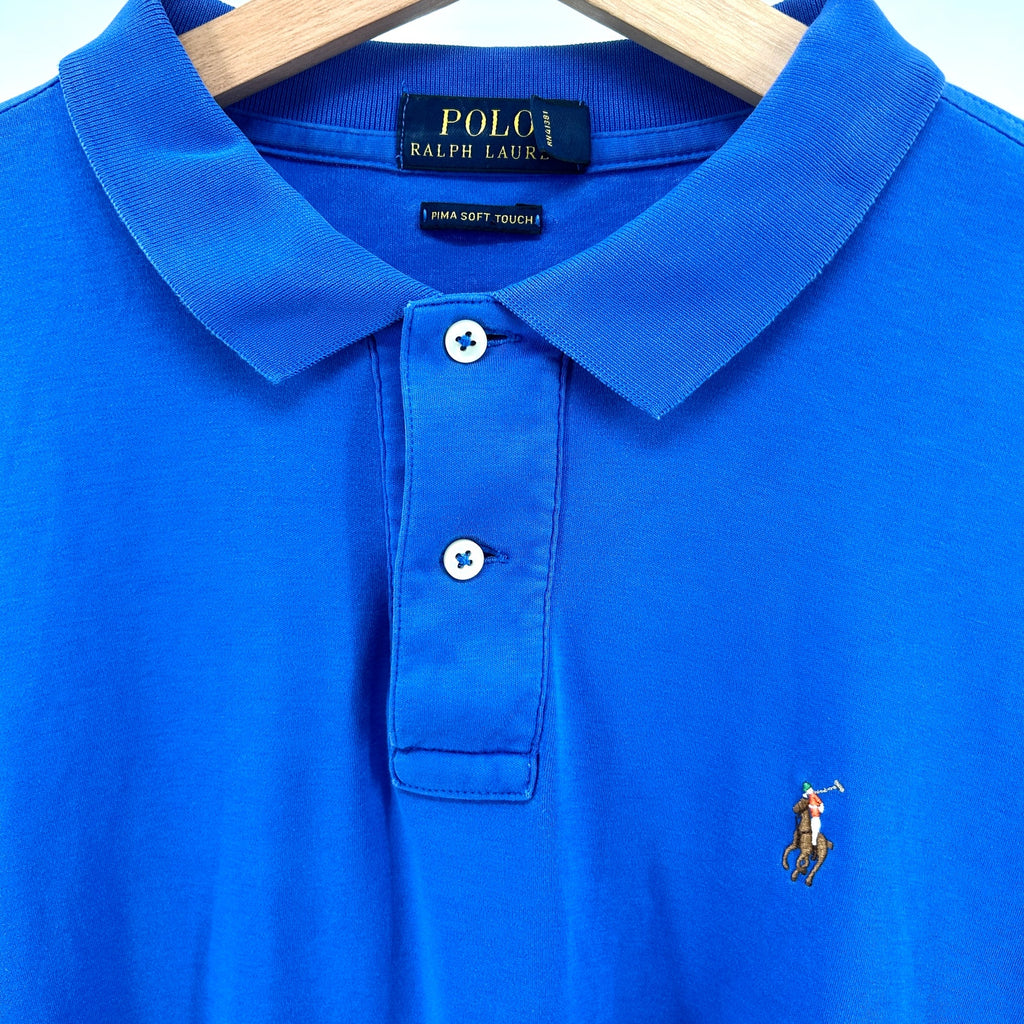 Y2K Polo Ralph Lauren Blue 100% Cotton Pima Soft Touch Polo Shirt