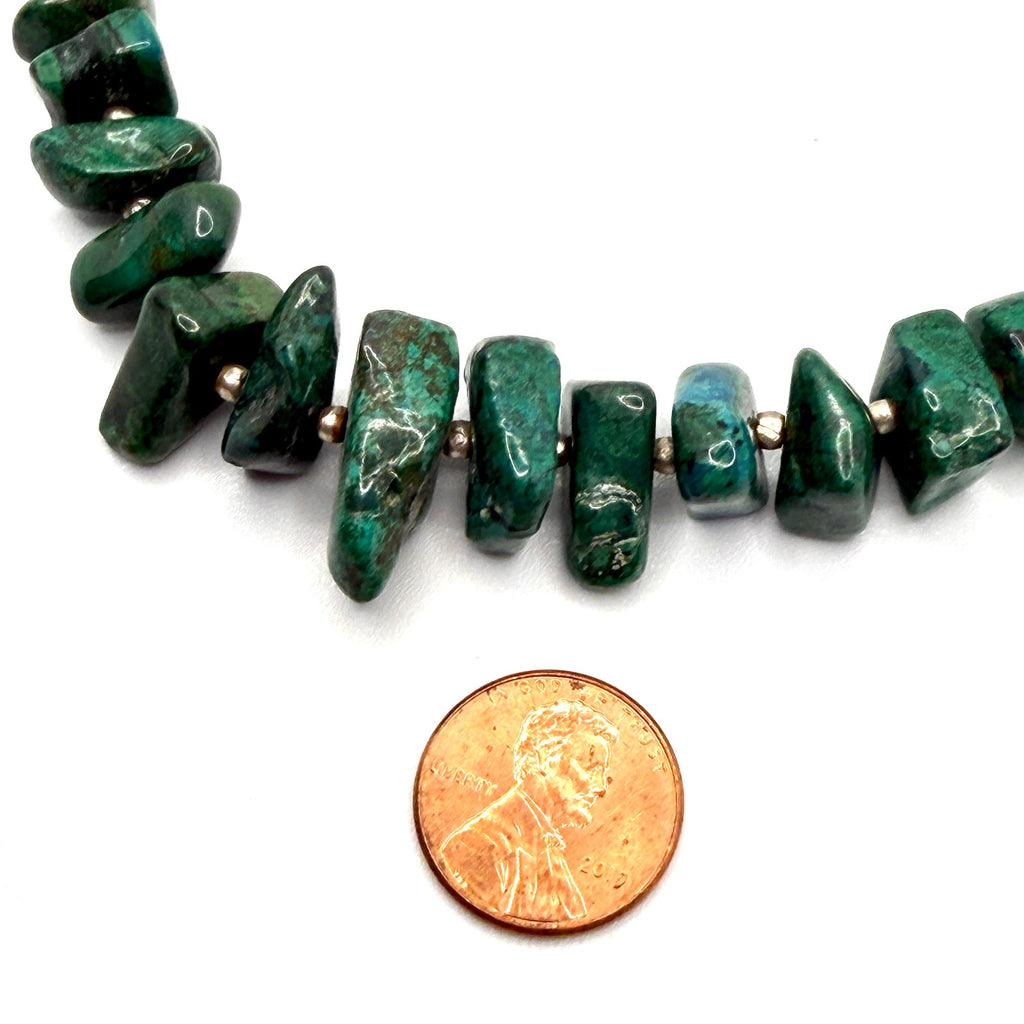 Vintage 90s Handmade Genuine Malachite Raw Chunk Statement Necklace