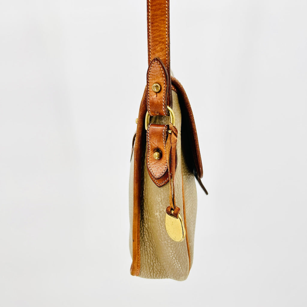 Vintage 90s Dooney & Bourke Bone Tan British All-Weather Leather Crossbody