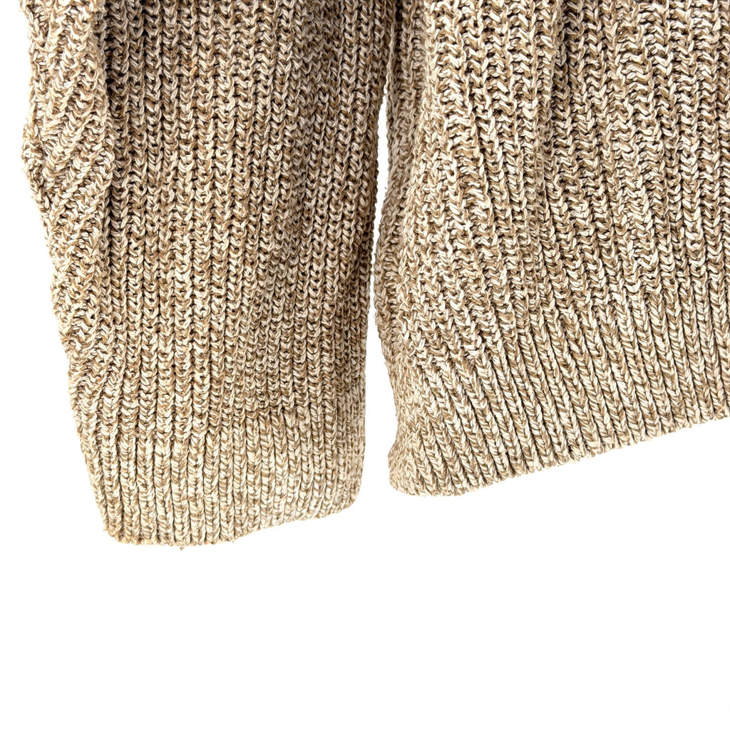 Vintage 90s Eddie Bauer Tan 100% Cotton Henley Marled Knit Sweater