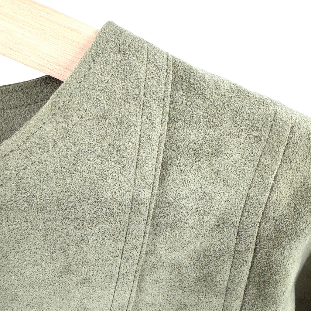Vintage 80s Linda Hutton Sage Green Faux Suede Zip Jacket