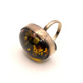 Vintage 60s Stamped Silver Cognac Amber Polish Modernist Hallmarked Ring