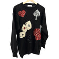 Vintage 90s Instant Black Sequin Playing Cards Casino Novelty Sweater