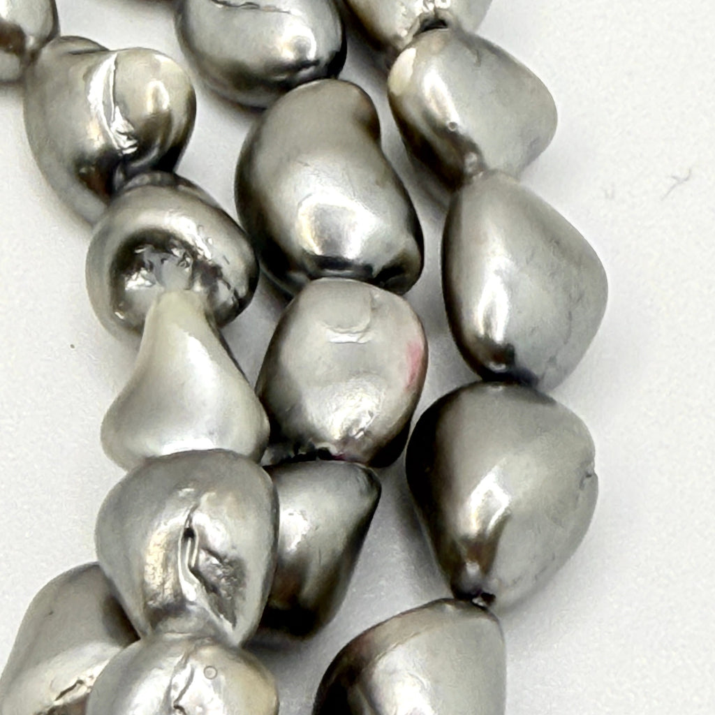 Vintage 90s Signed SJC Stamped 925 Sterling Grey Pearl Triple Strand Necklace