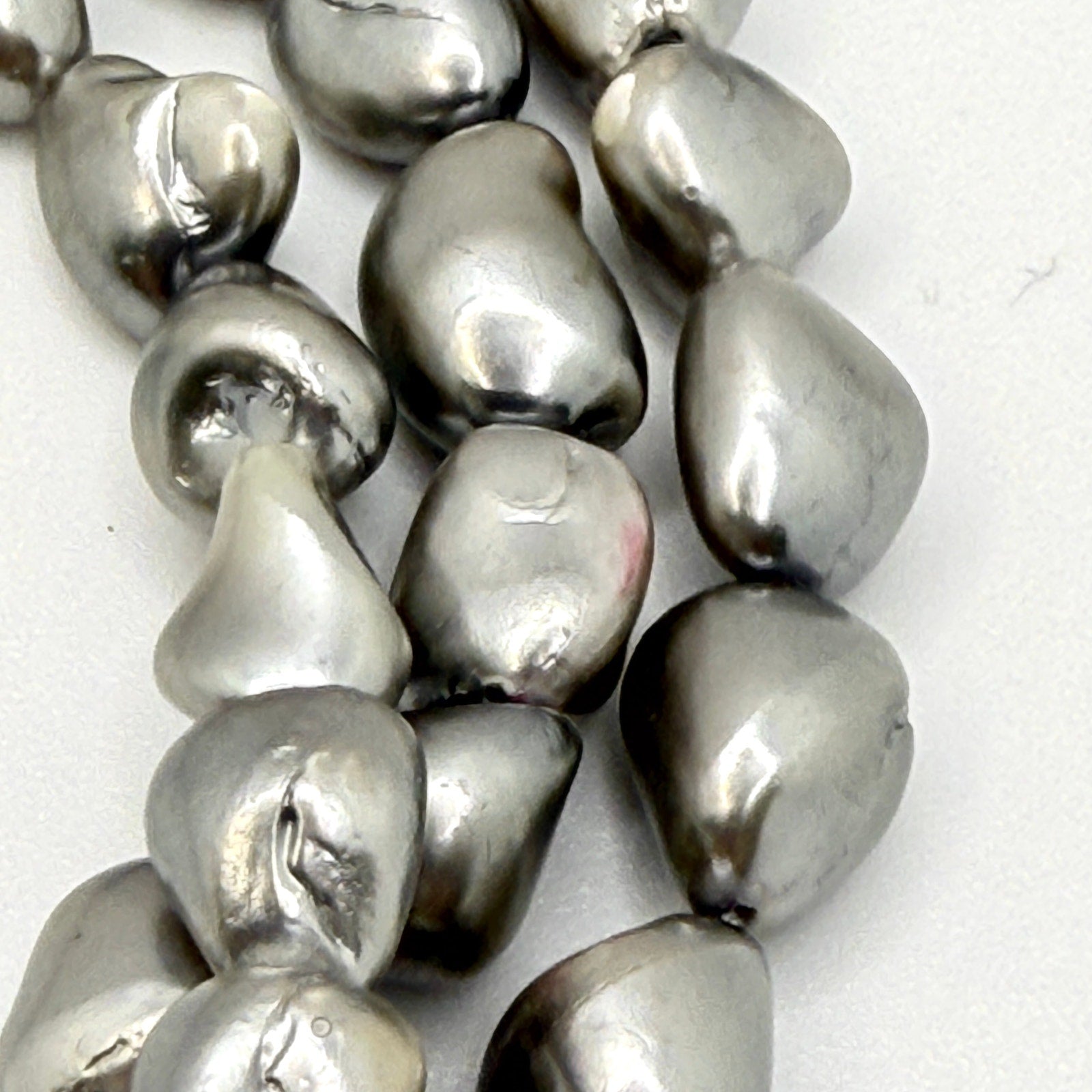 Vintage 90s Signed SJC Stamped 925 Sterling Grey Pearl Triple Strand Necklace