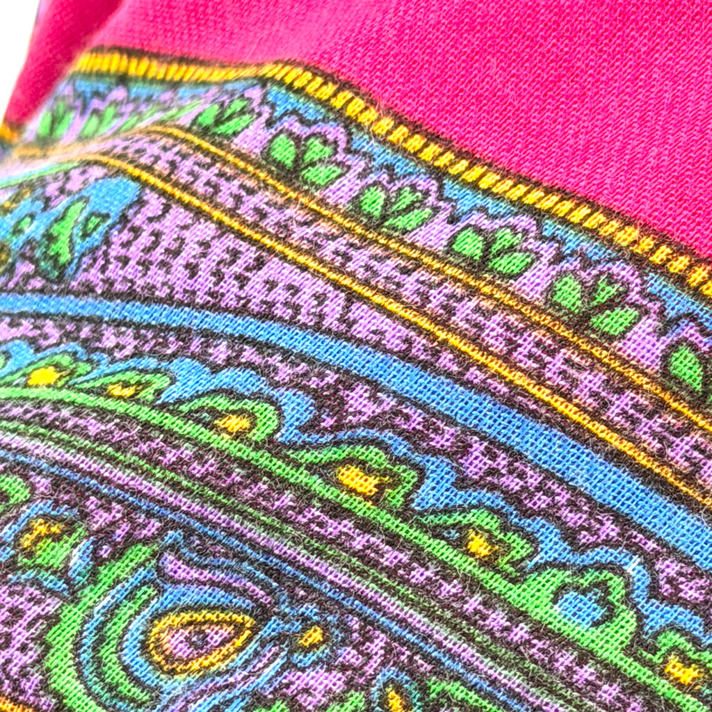 Vintage 70s Glentex Made in Japan Pink Paisley Oversized Square Scarf