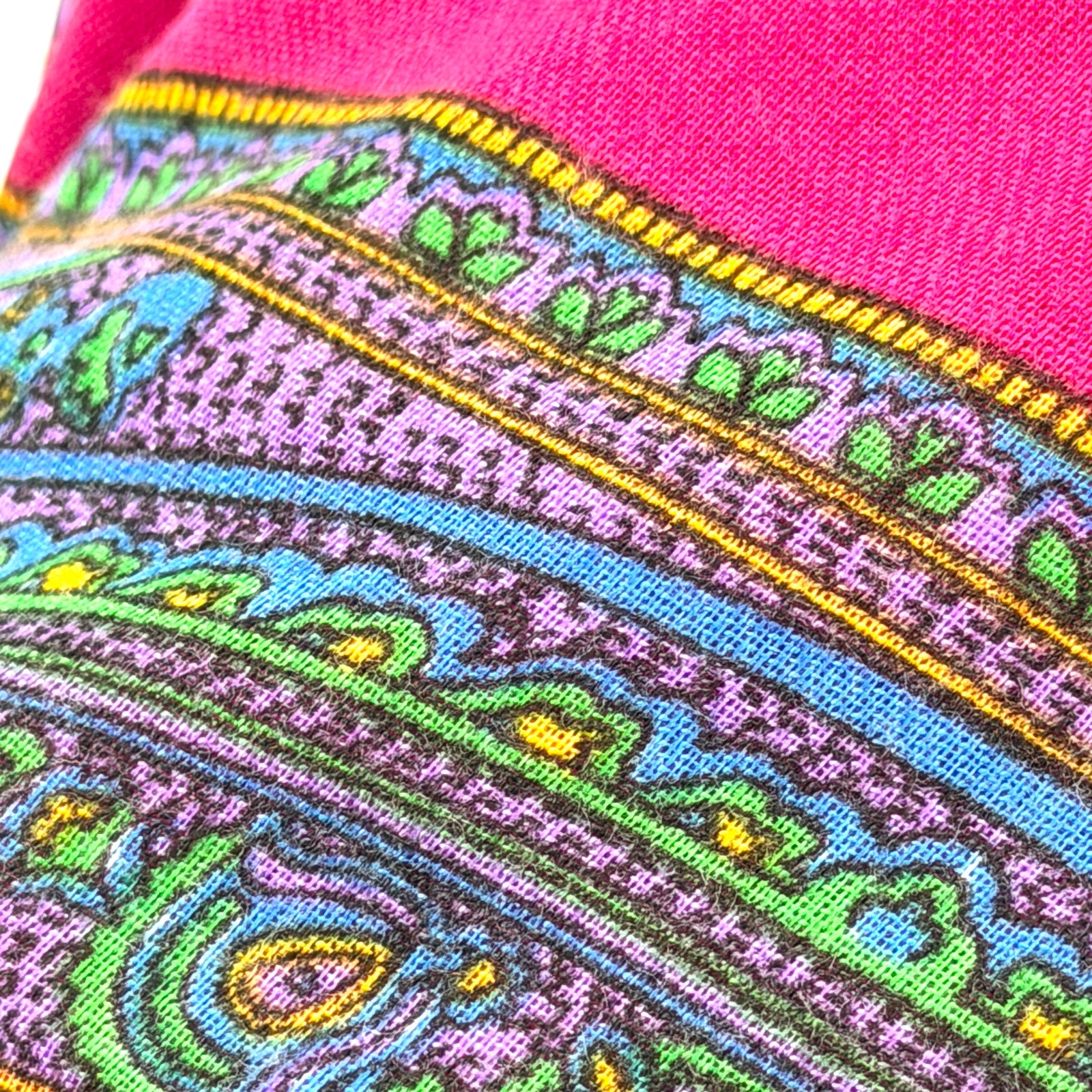 Vintage 70s Glentex Made in Japan Pink Paisley Oversized Square Scarf