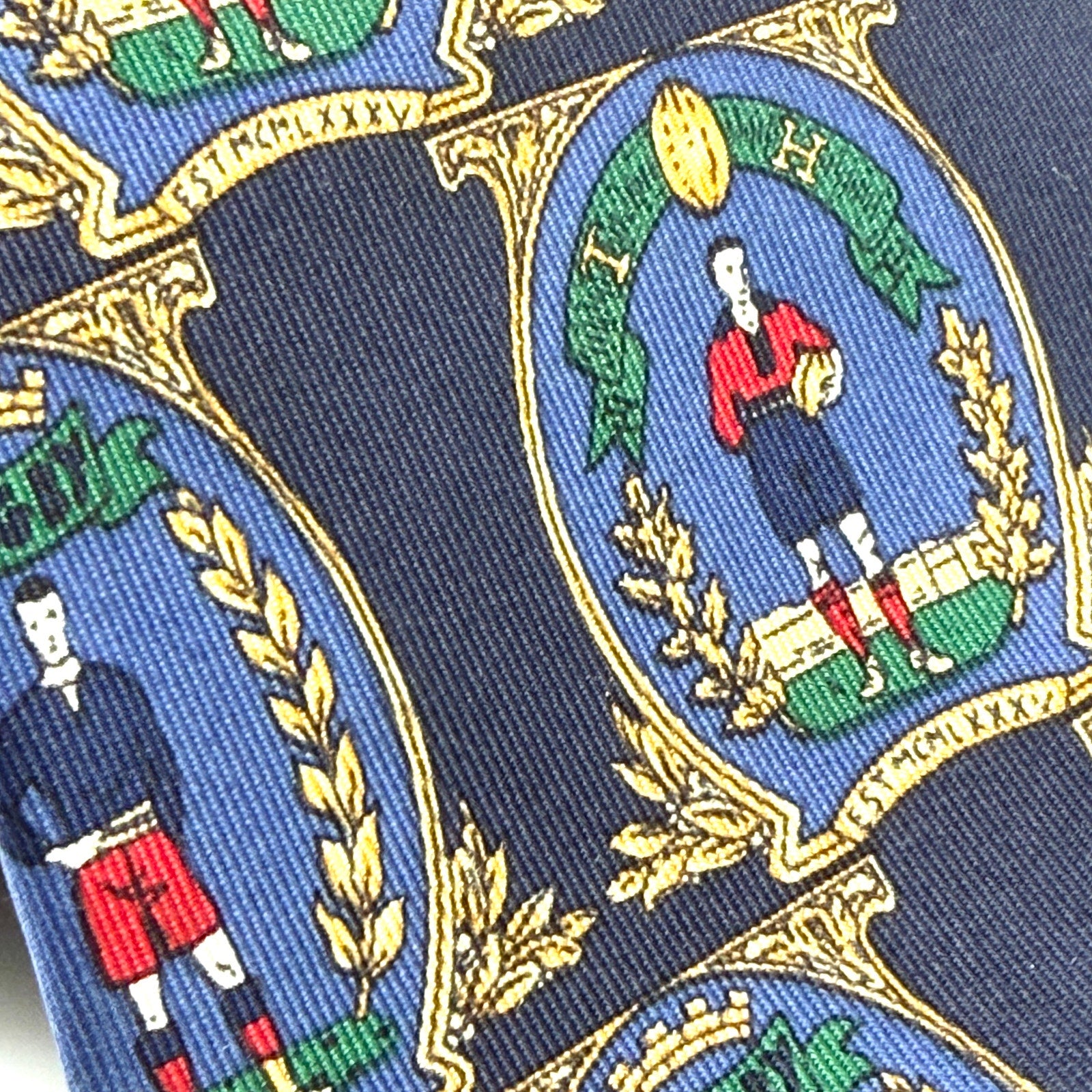 Vintage 90s Tommy Hilfiger Navy 100% Silk Rugby Crest Necktie