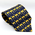 Vintage 90s Navy Silk Gold Camel Novelty Necktie