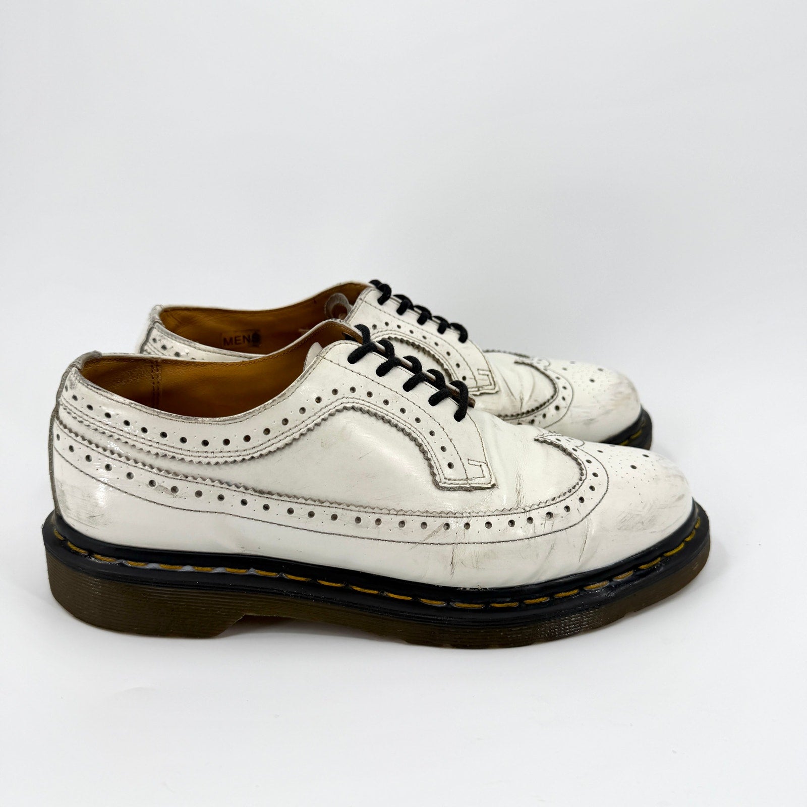 Dr. Martens White Genuine Leather 3989 Wingtip Brogue Shoes