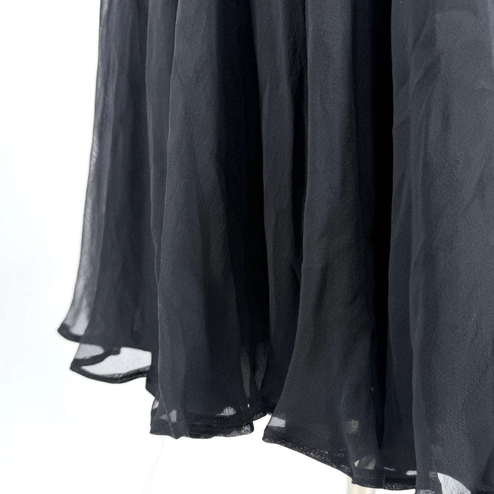 Vintage 50s Black 100% Silk Chiffon Ruched Bodice Stays Cocktail Dress