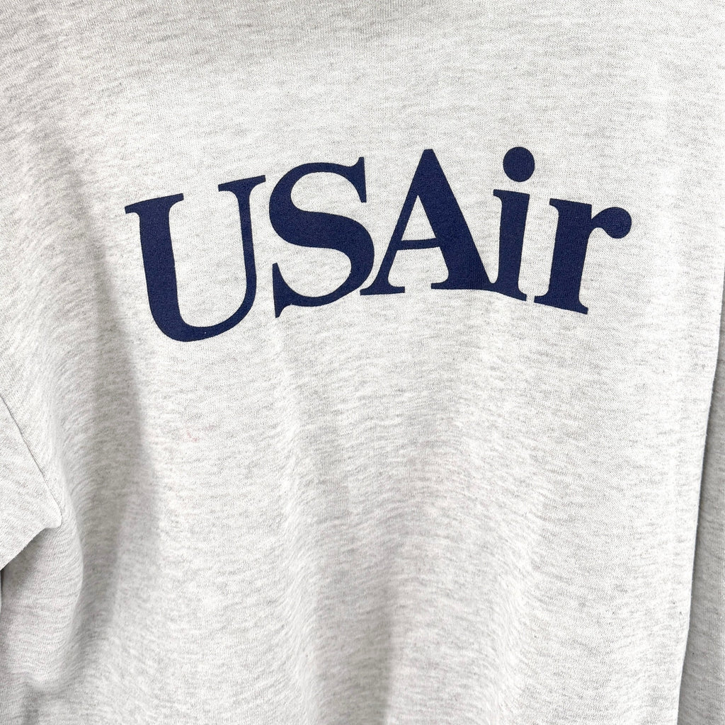 Vintage 90s Jerzees USAir Gray Heather Graphic Crewneck Sweatshirt