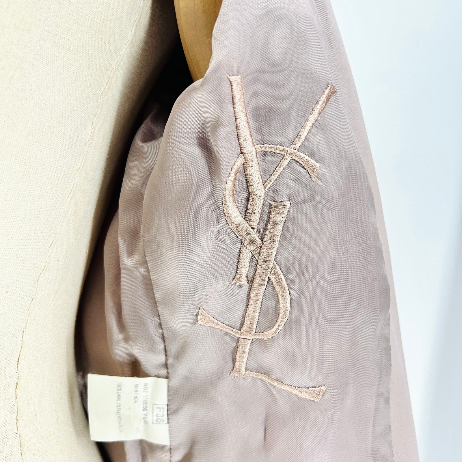 Vintage 90s Yves Saint Laurent Rive Gaunche Mauve Wool Blazer Trouser Power Suit