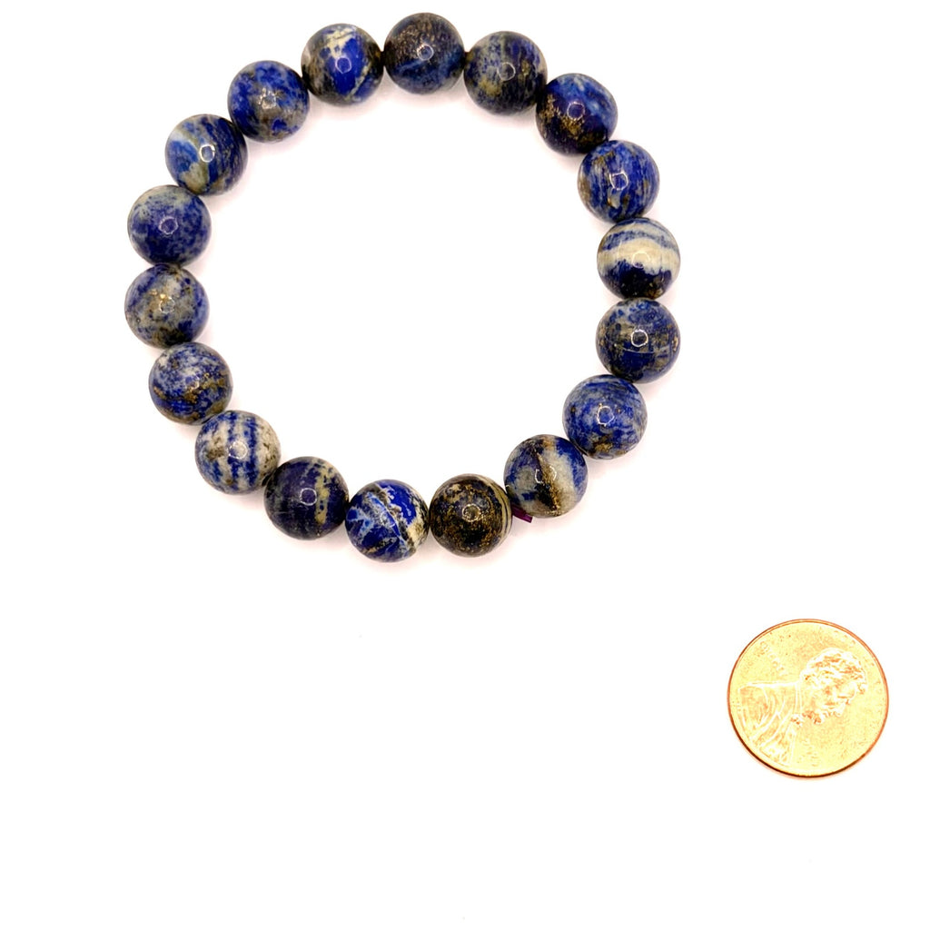 Vintage 90s Lapis Lazuli Speckled Gemstone Stretch Bracelet