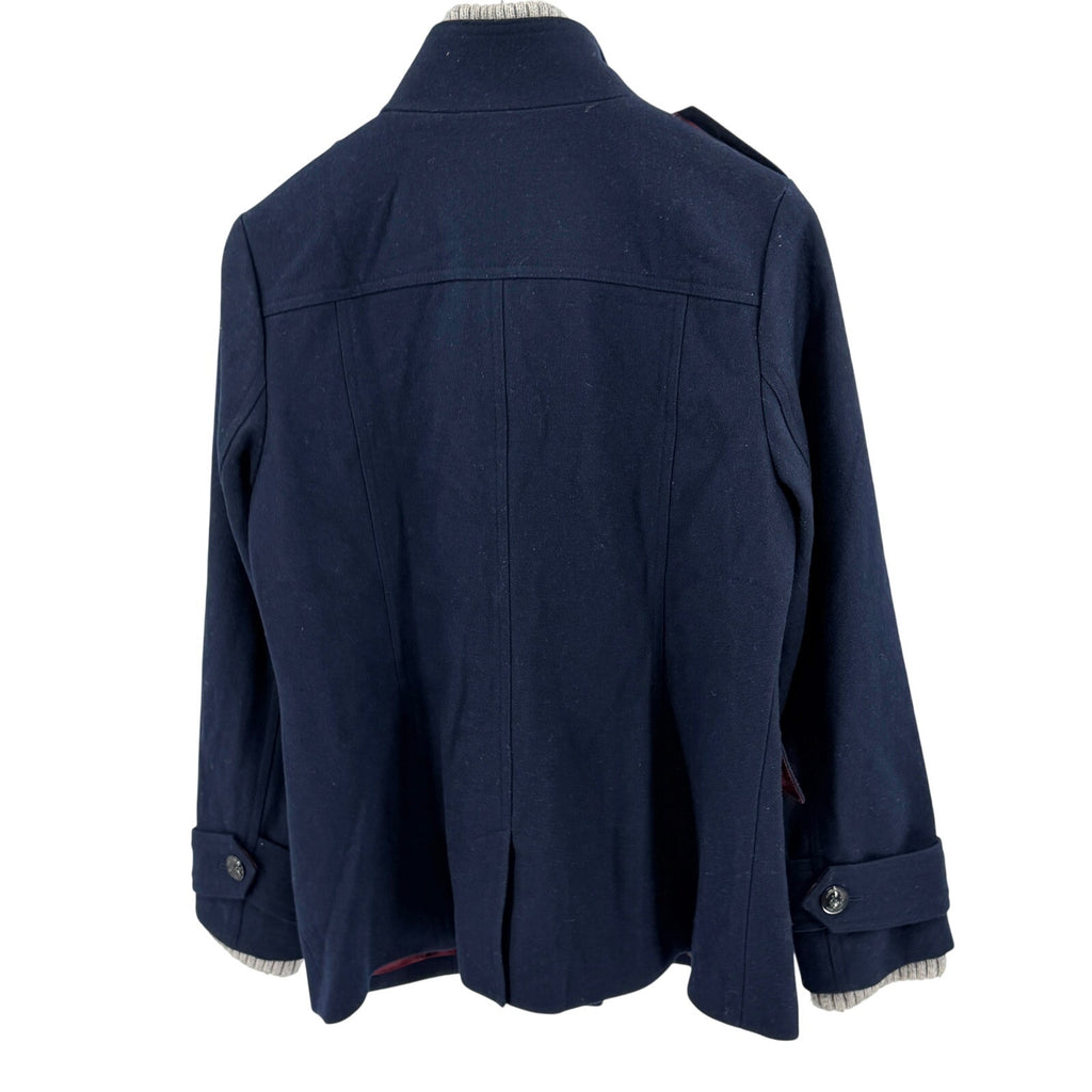 Tommy Hilfiger Navy Blue Grey Knit Trimmed Preppy Peacoat