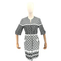 Elie Tahari Black White 100% Cotton Embroidered Eyelet Shift Coat Dress