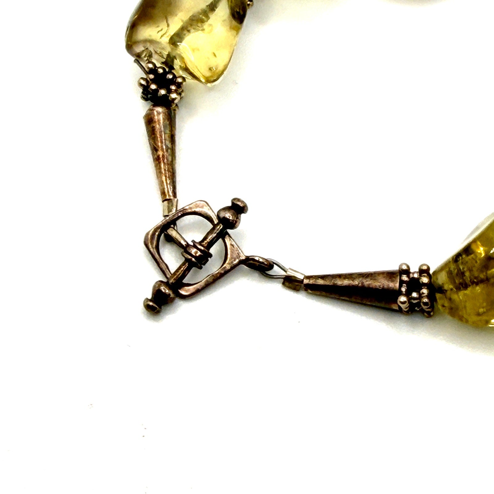 Vintage 90s Sunburst Trading Co. Citrine Sterling Silver Ladybug Toggle Bracelet