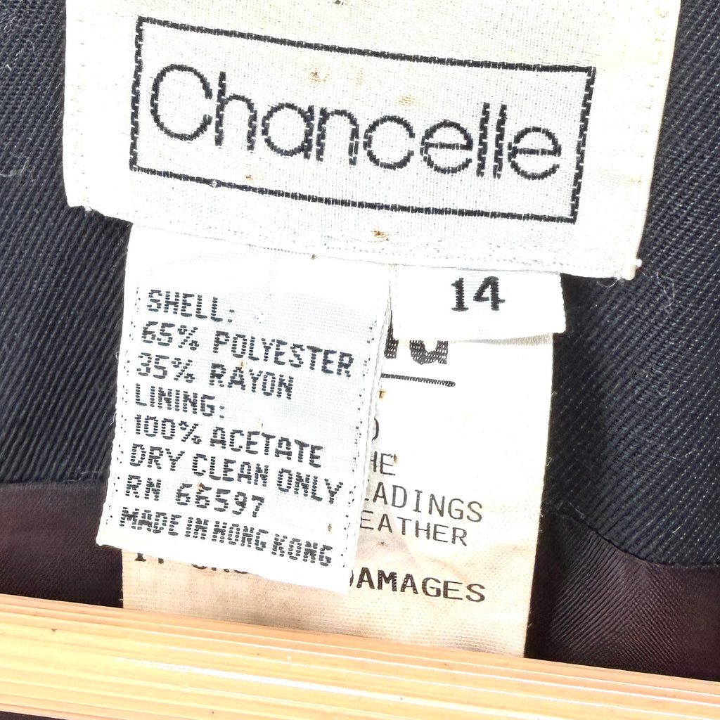 Vintage 80s Chancelle Black Geometric Beaded Evening Avant Garde Blazer Jacket
