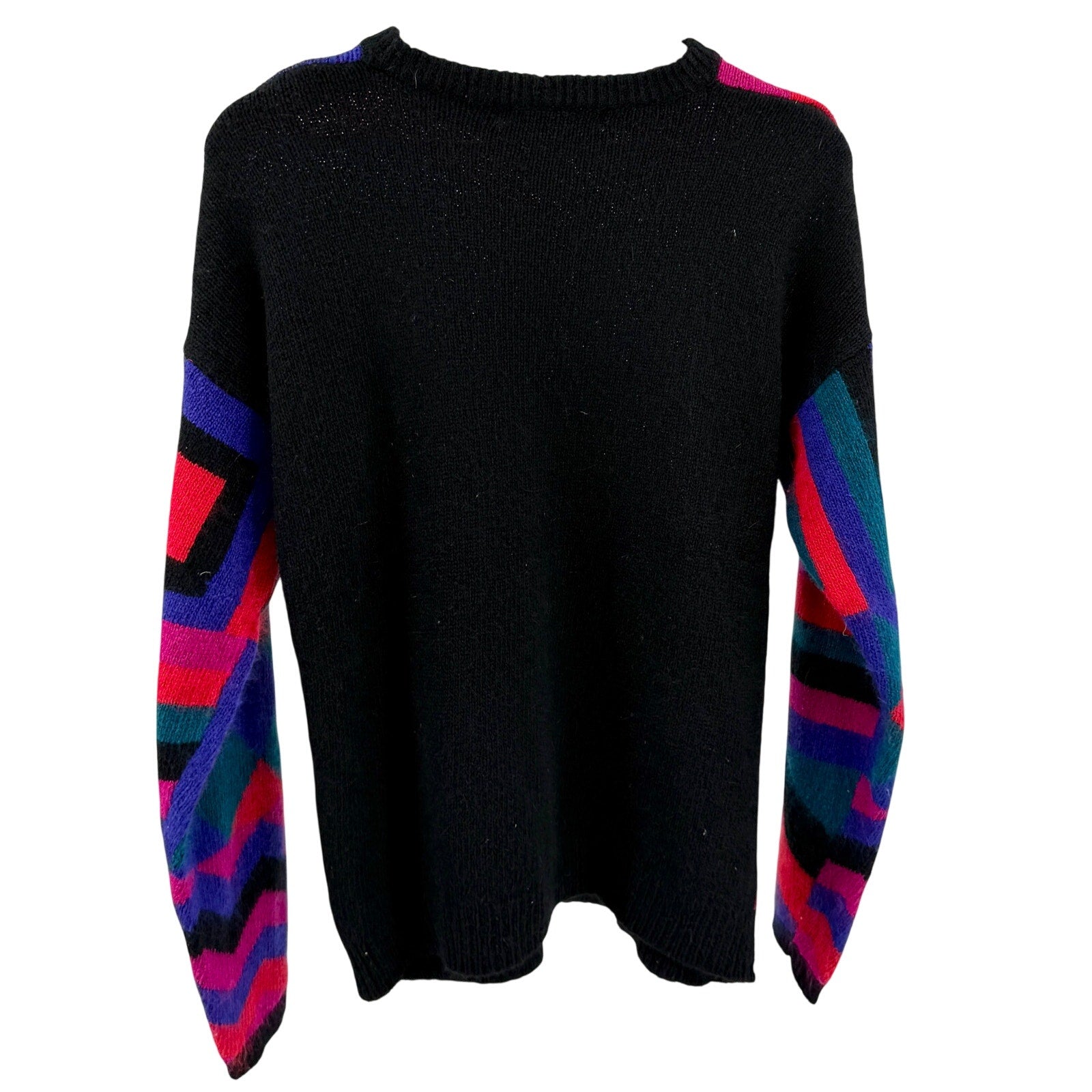 Vintage 90s Segue Multicolor Silk Angora Geometric Abstract Crewneck Sweater