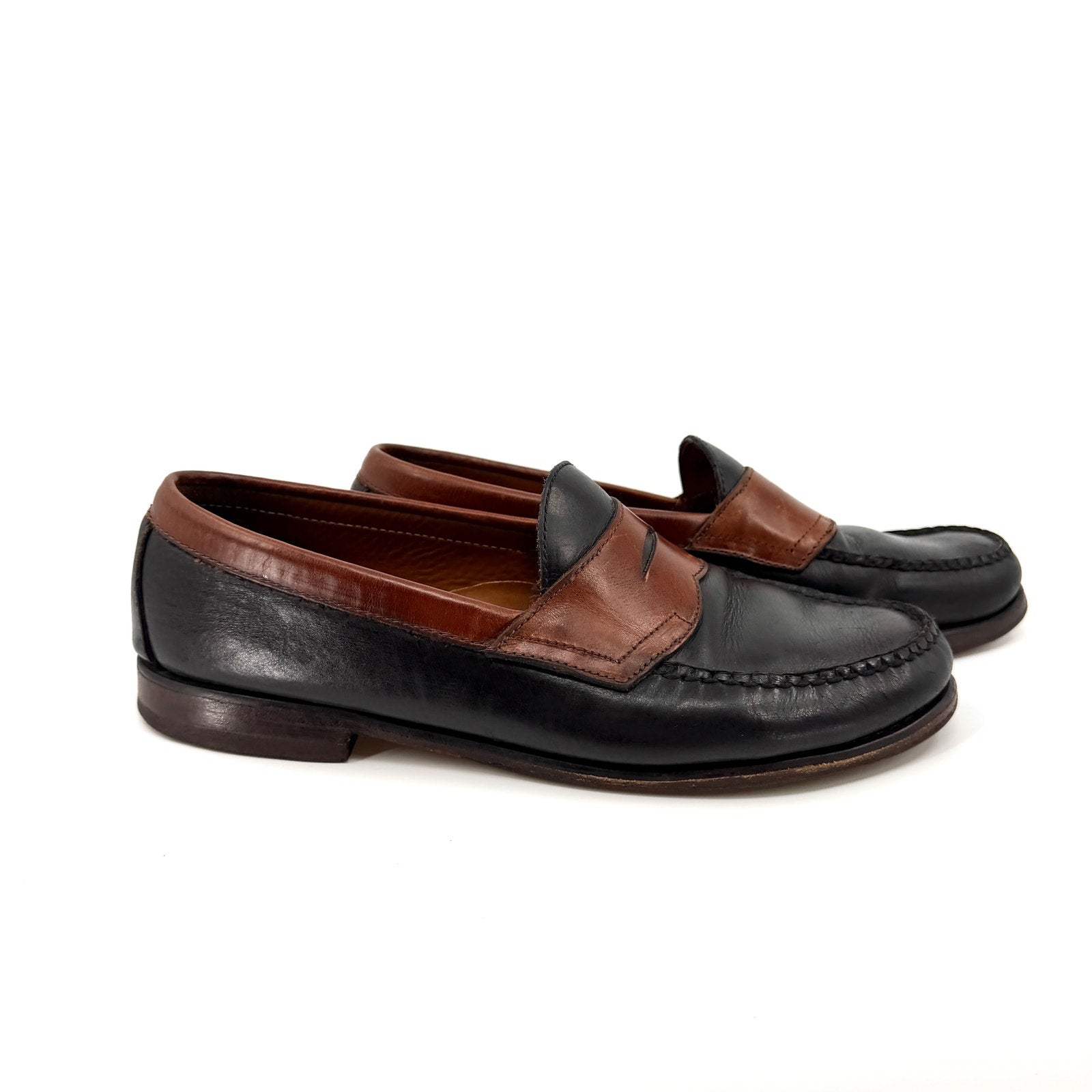 GH Bass Weejuns 75th Anniversary Black Brown Leather Penny Loafers