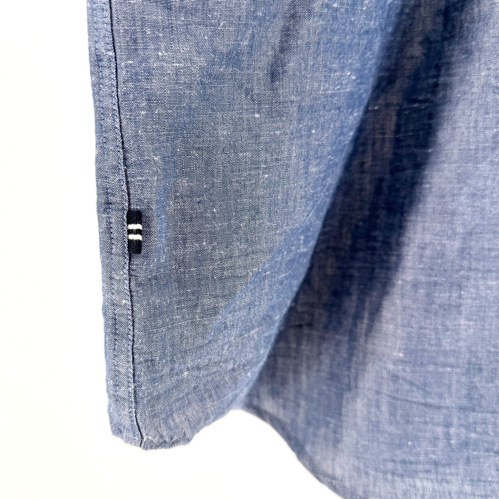 Nautica Blue Ramie Cotton Blend Short Sleeve Button Down Shirt