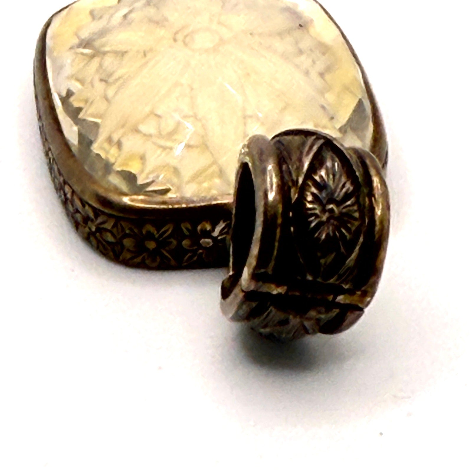 Vintage 90s Stephen Dweck Yellow Cut Glass Intaglio Enhancer Pendant