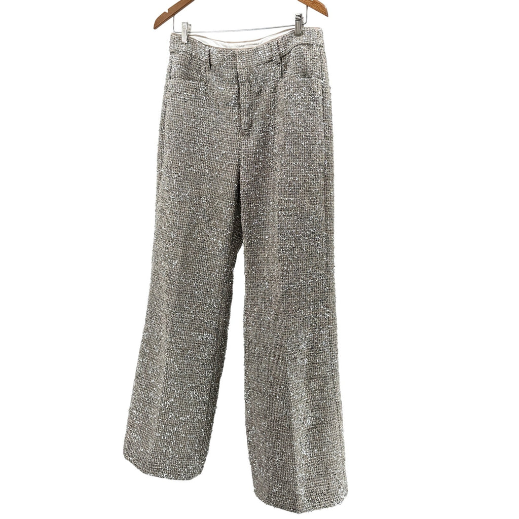 Banana Republic Beige Silver Metallic Tweed Blazer Pant Suit