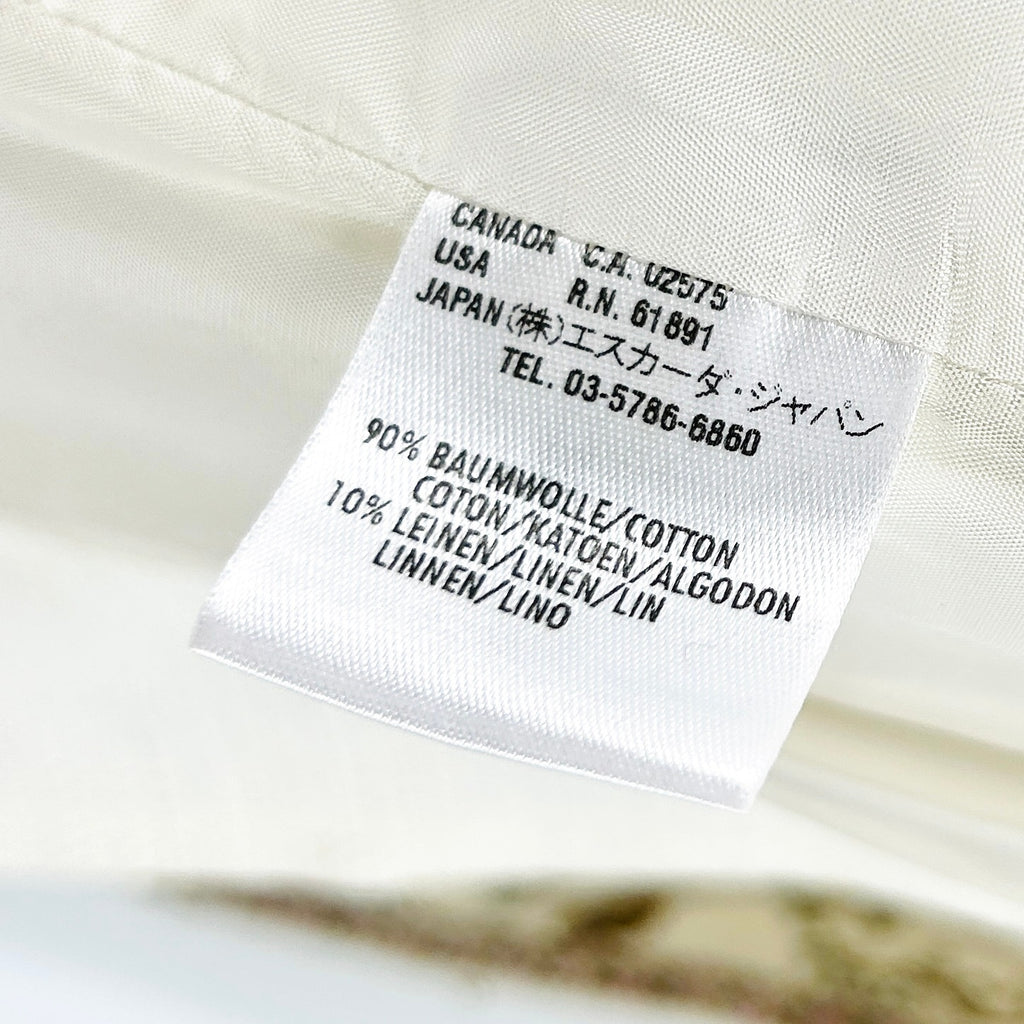 Vintage 90s Escada Ivory Cream Beaded Embroidered Linen Cotton Skirt Suit