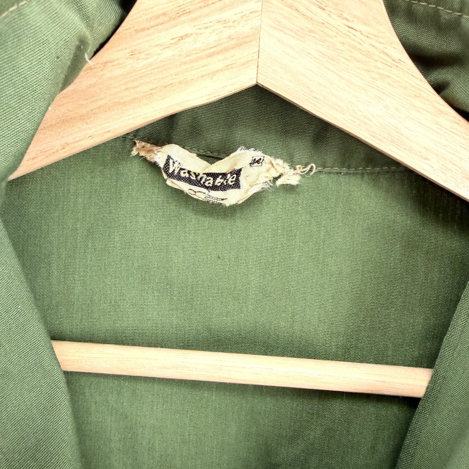 Vintage 70s Olive Green Military Field Zip Jacket