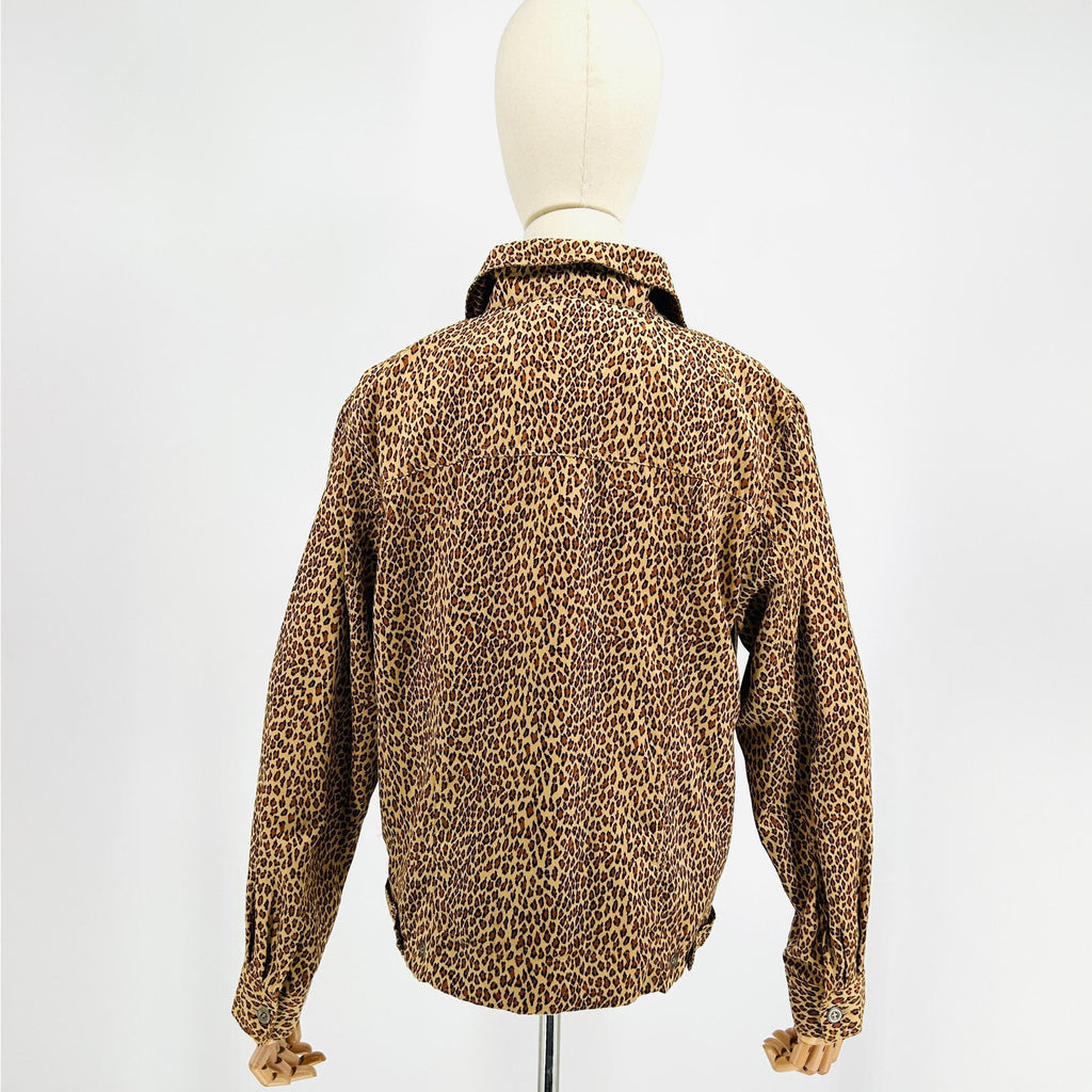 Vintage Y2K ELCC Leopard Print Ultra Suede Trucker Jacket