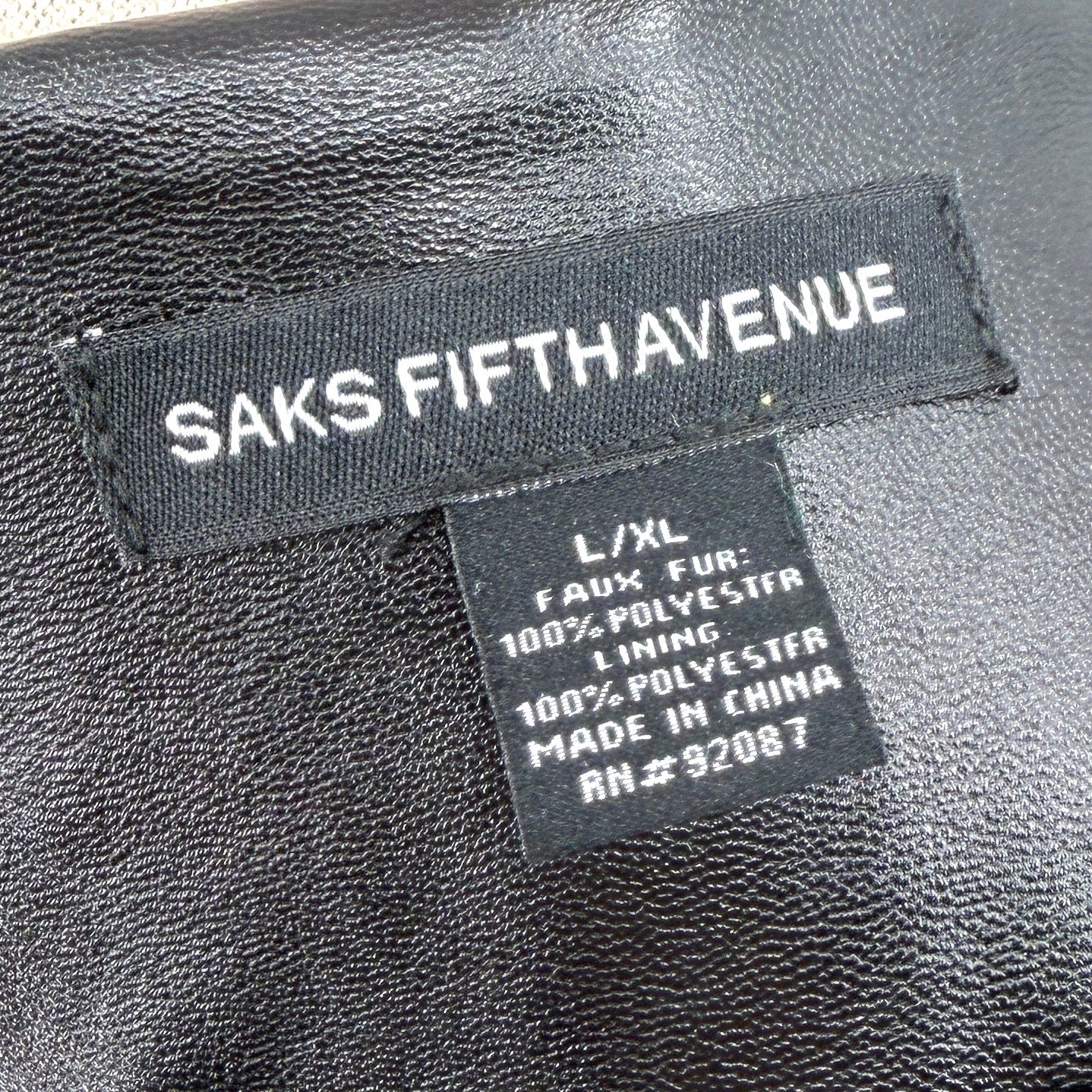 Saks Fifth Avenue Black Blue Sherpa Faux Fur Open Front Vest
