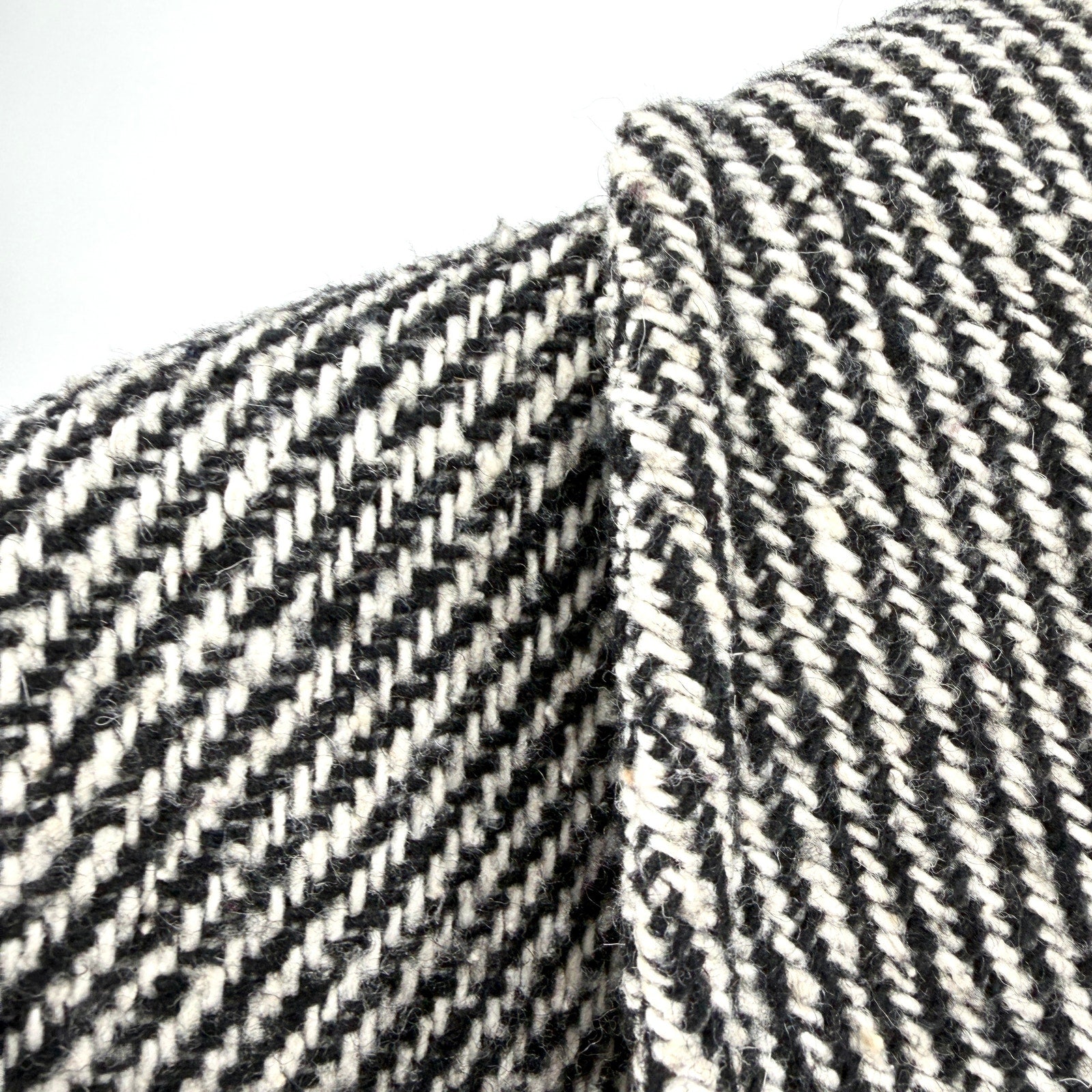 Vintage 80s St Michael Black White Tweed Double Breasted Overcoat