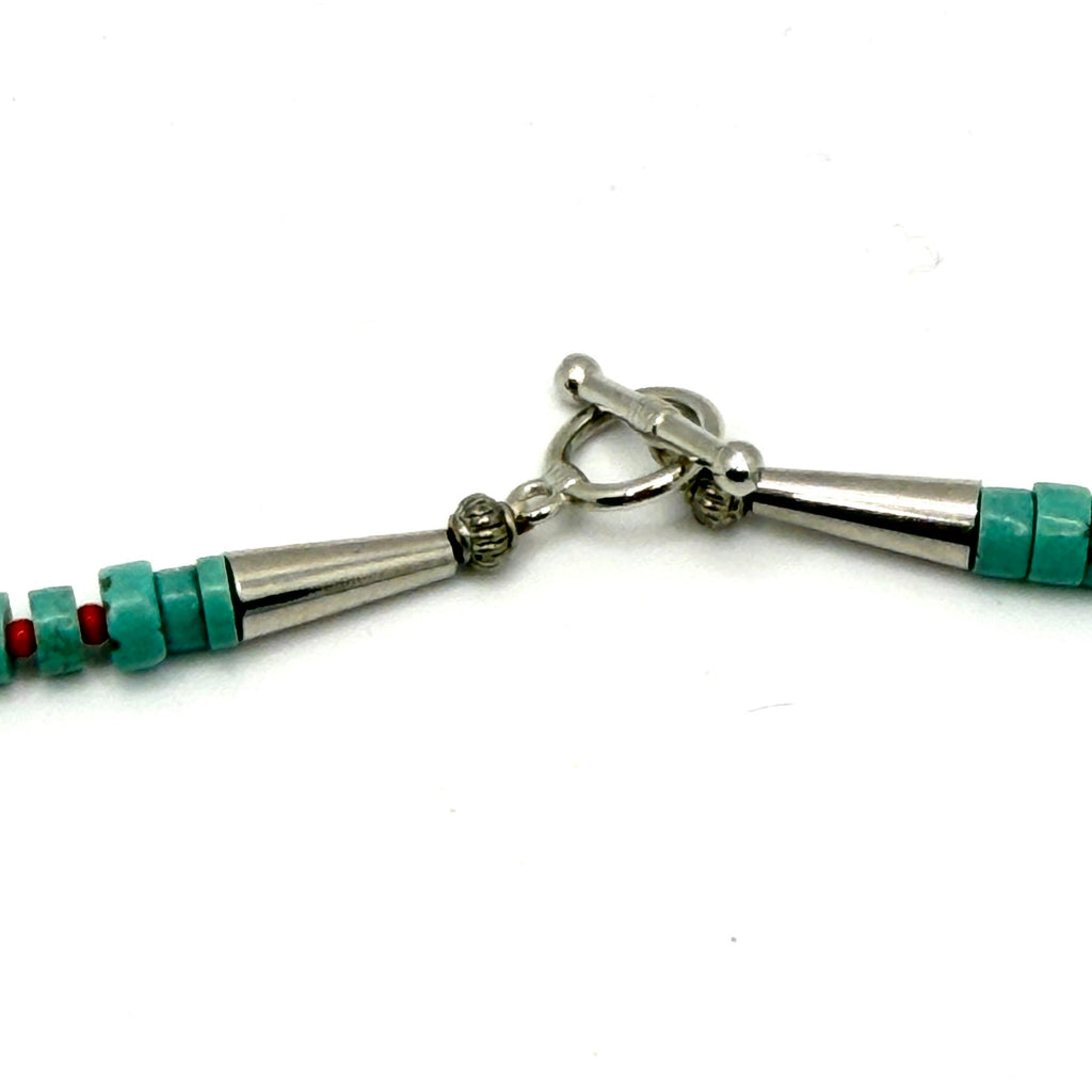 Vintage Handmade Genuine Turquoise Chunk and Rondelle Bead Necklace