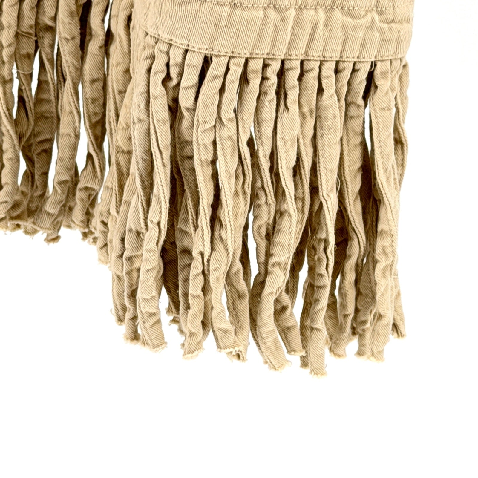 Vintage 90s Shipshe Khaki 100% Cotton Animal Patch Studded Fringe Hem Dress