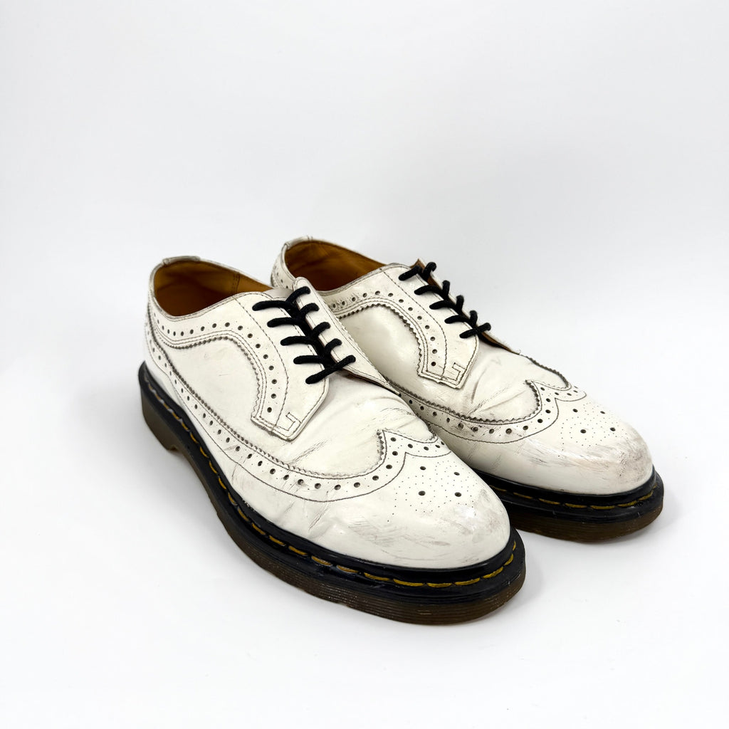 Dr. Martens White Genuine Leather 3989 Wingtip Brogue Shoes
