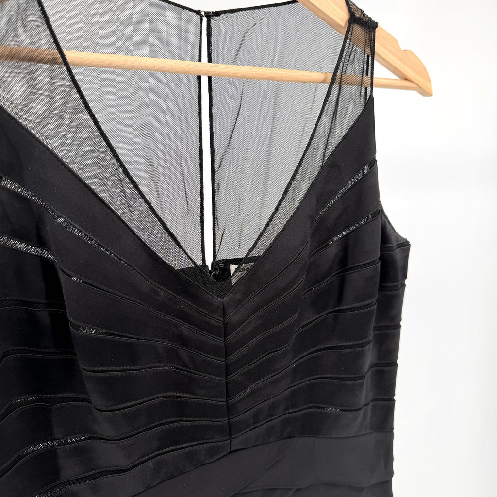 Vintage Y2K Chetta B Black 100% Silk Satin Tiered Cocktail Dress
