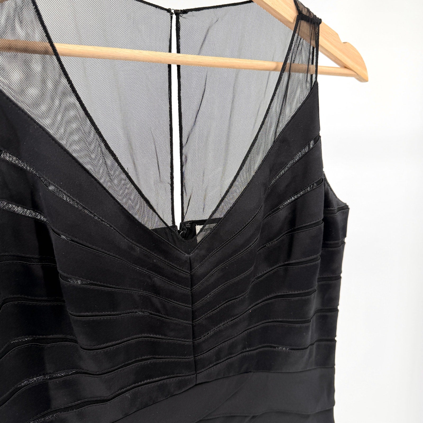 Vintage Y2K Chetta B Black 100% Silk Satin Tiered Cocktail Dress