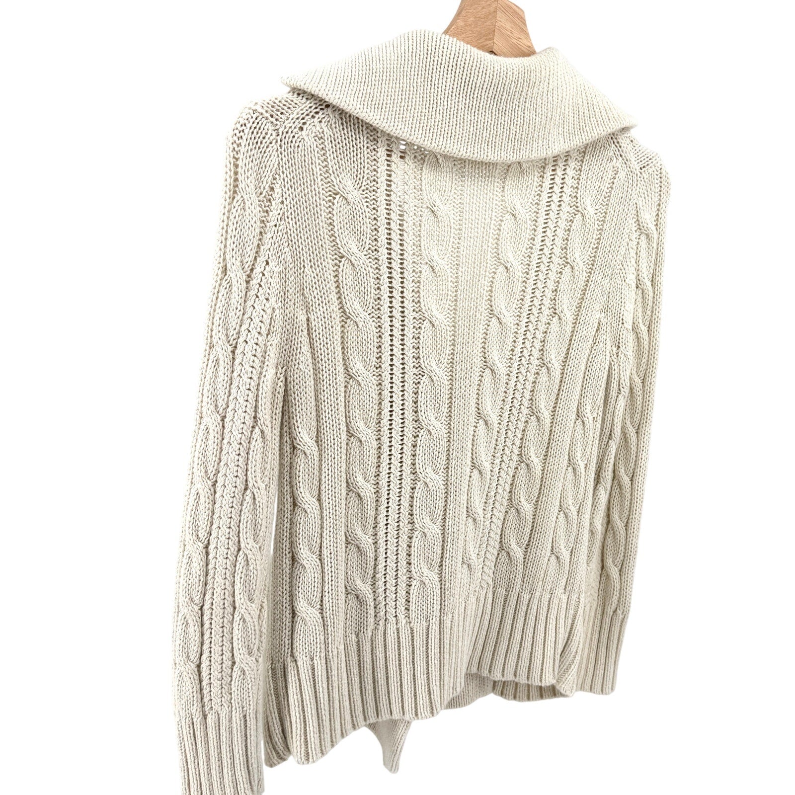 Vintage Y2K J.Crew Cream Cable Knit Shawl Collar Double-Breasted Cardigan