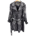 Dennis by Dennis Basso Gray White Leopard Print Trench Raincoat