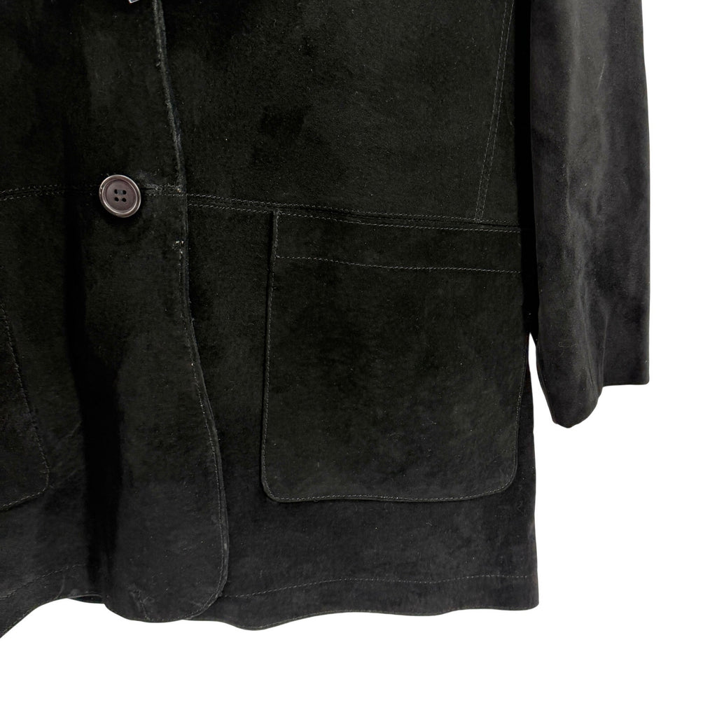 Vintage 90s Margaret Godfrey Black Genuine Suede Notch Lapel Blazer Jacket