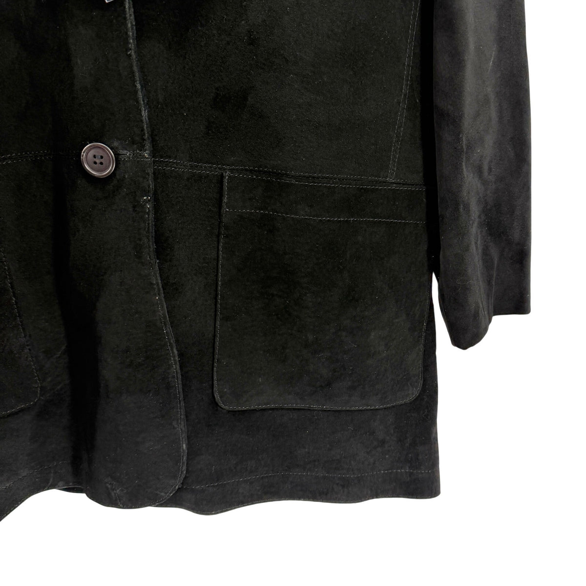 Vintage 90s Margaret Godfrey Black Genuine Suede Notch Lapel Blazer Jacket