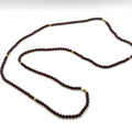 Vintage 90s Deep Red Genuine Garnet Beaded Gold Accent Spacer Strand Necklace