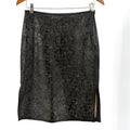 Vintage 90s Anne Klein Black Genuine Leather Floral Laser Cut Pencil Skirt