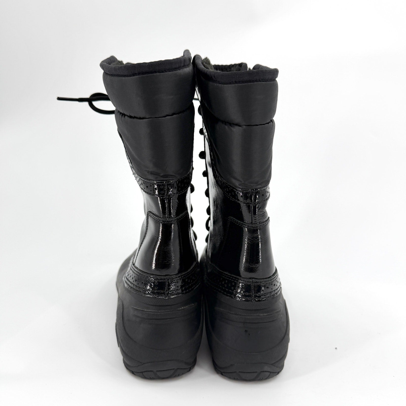 The North Face Black Patent Trim Waterproof Lace Up Snow Boots