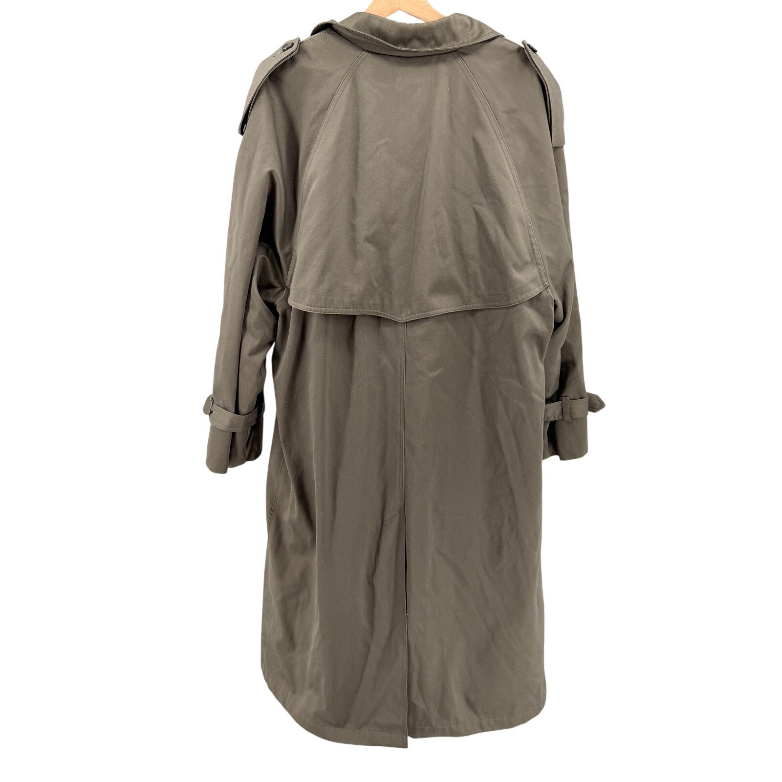 Vintage 80s London Fog Olive Green Double Breasted Zip In Liner Trench Coat
