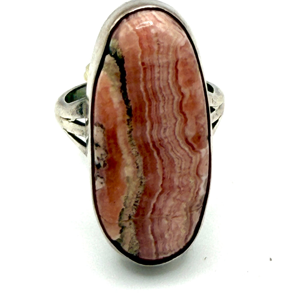 Vintage 90s Signed DMW Pink Sterling Silver Southwestern Statement Ring