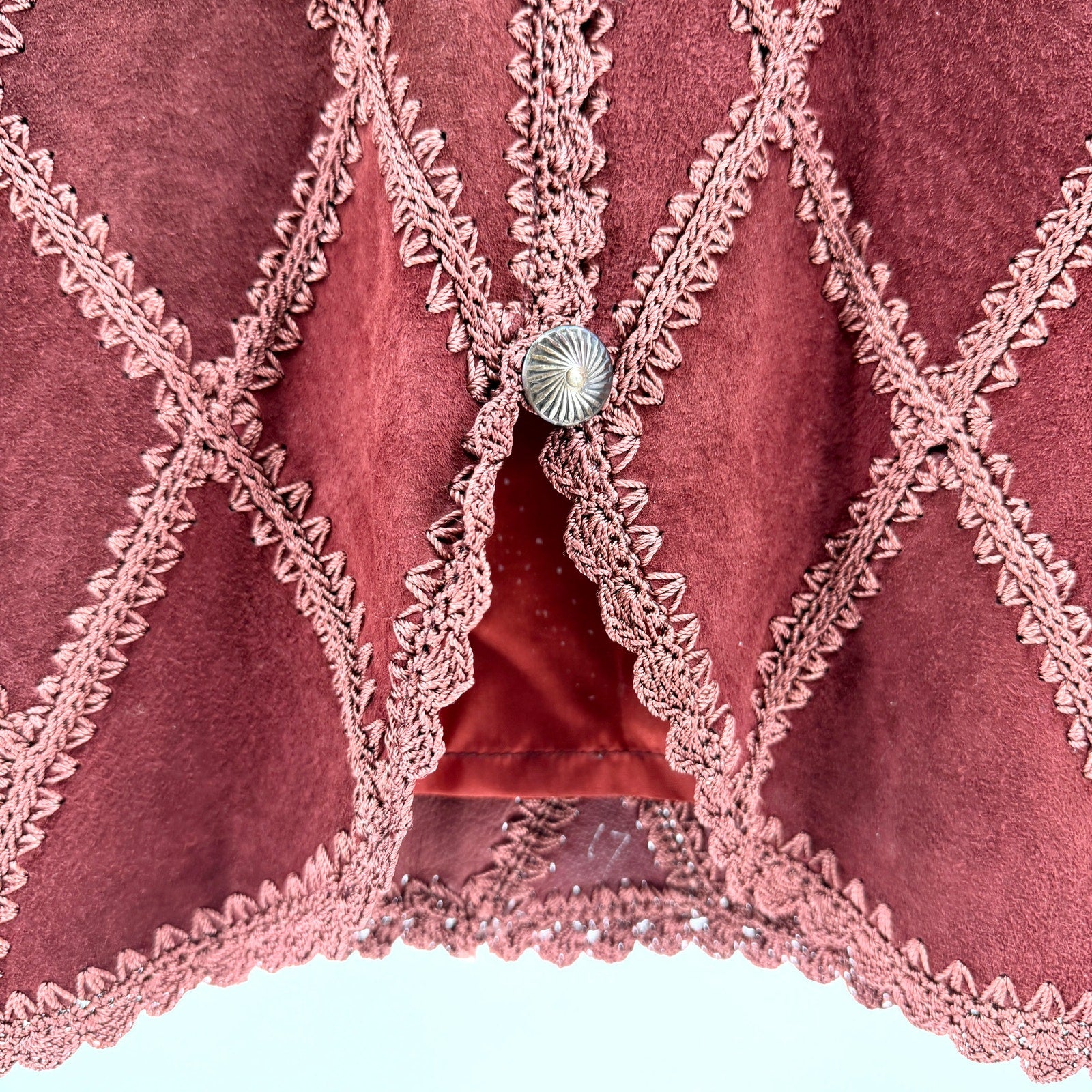 Vintage 90s Double D Ranchwear Maroon Genuine Suede Concho Button Vest